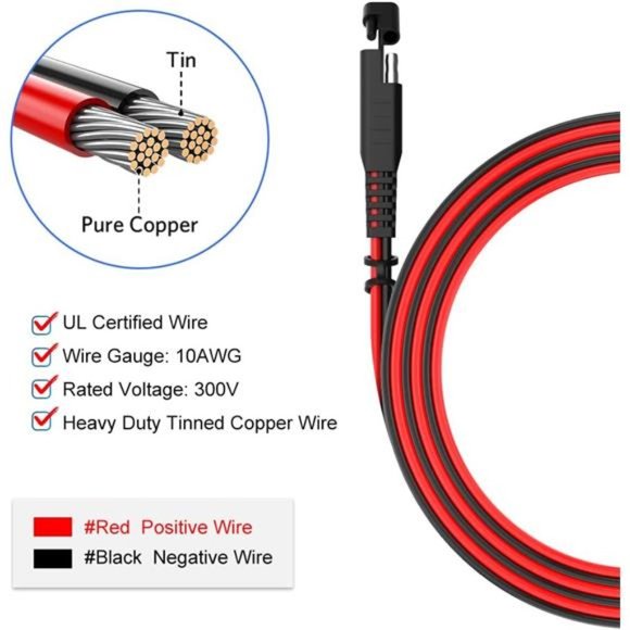10AWG SAE to SAE Extension Cable 15Feet, Quick Connect Disconnect SAE Power - Picture 5 of 7